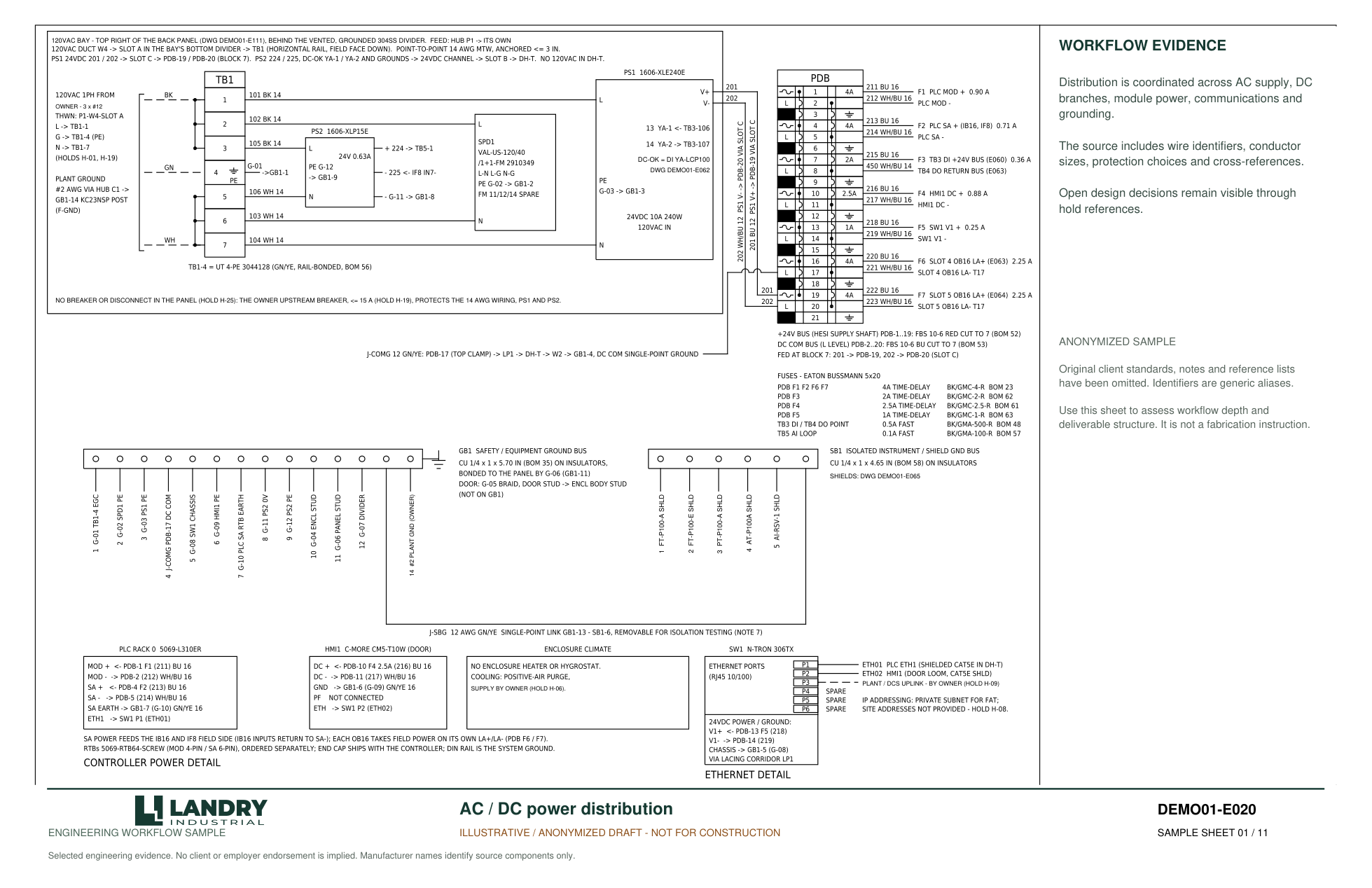 Power distribution drawing excerpt with client details removed